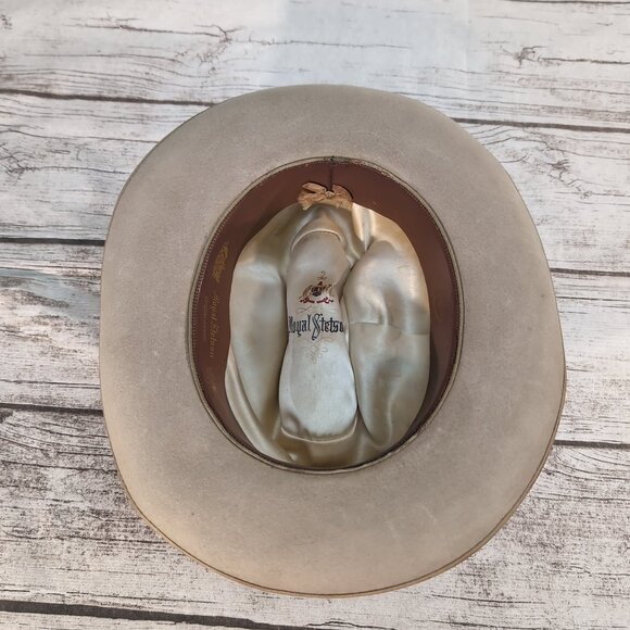 Vintage Royal Stetson Open Road Beige Felt Cowboy Hat – Men’s - Picture 7 of 10